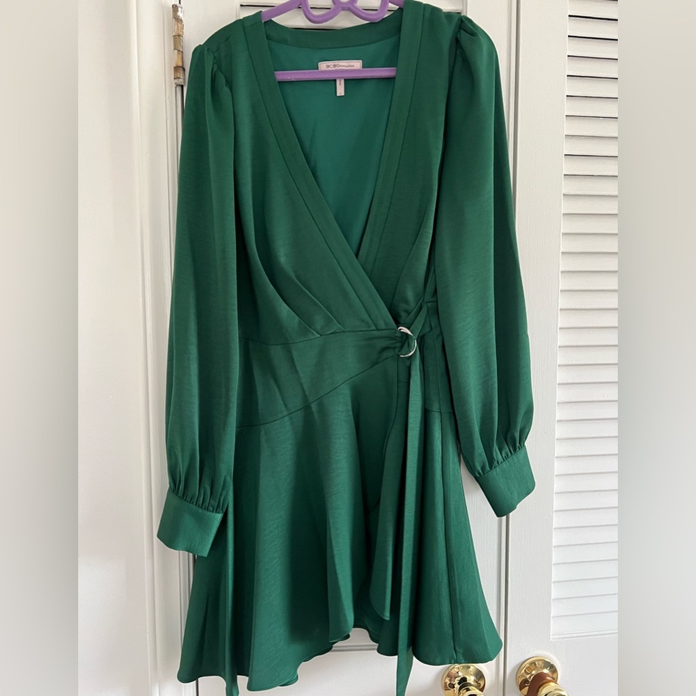 BCBG emerald green wrap dress